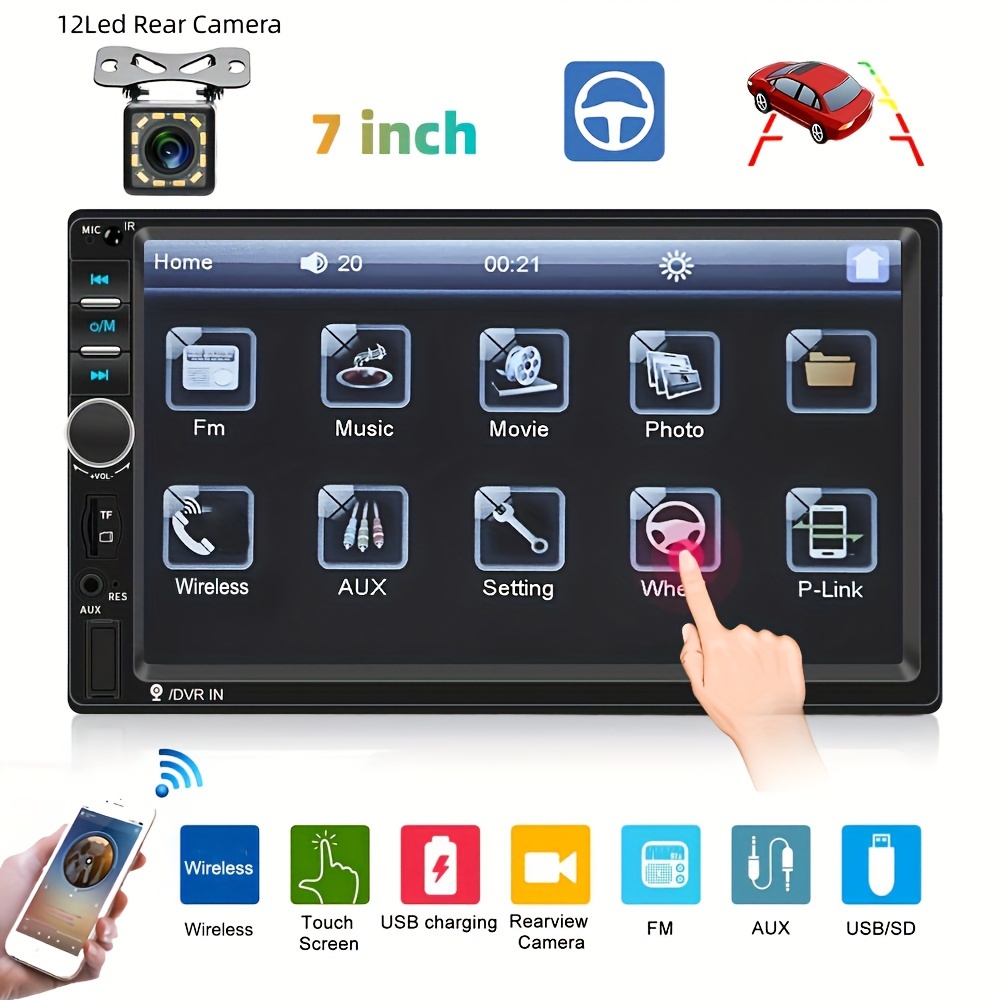 

Double 2din 7" Car Mp5 Player Touch Screen Stereo Radio Usb Aux+ Rear Camera