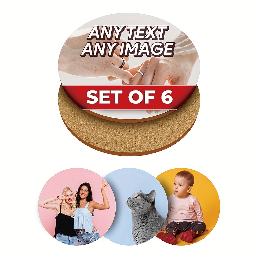 

Customizable 6pcs Wooden Coaster Set - Personalize With Your Image & Text, Uv Printed, Weddings, Anniversaries, Home , Round/square, Dining Table, Desktop Personalization,