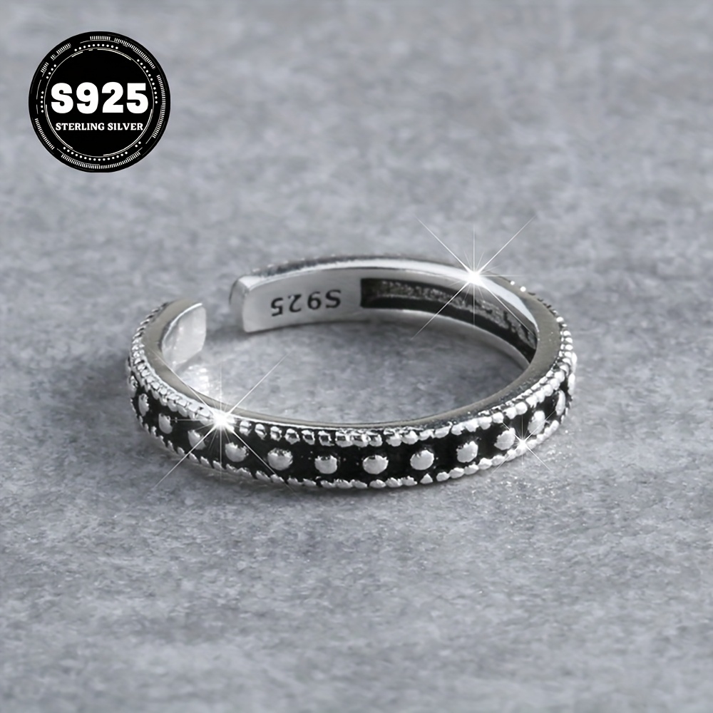 Vintage Ring 925 Silver Open Ring Stone Accents