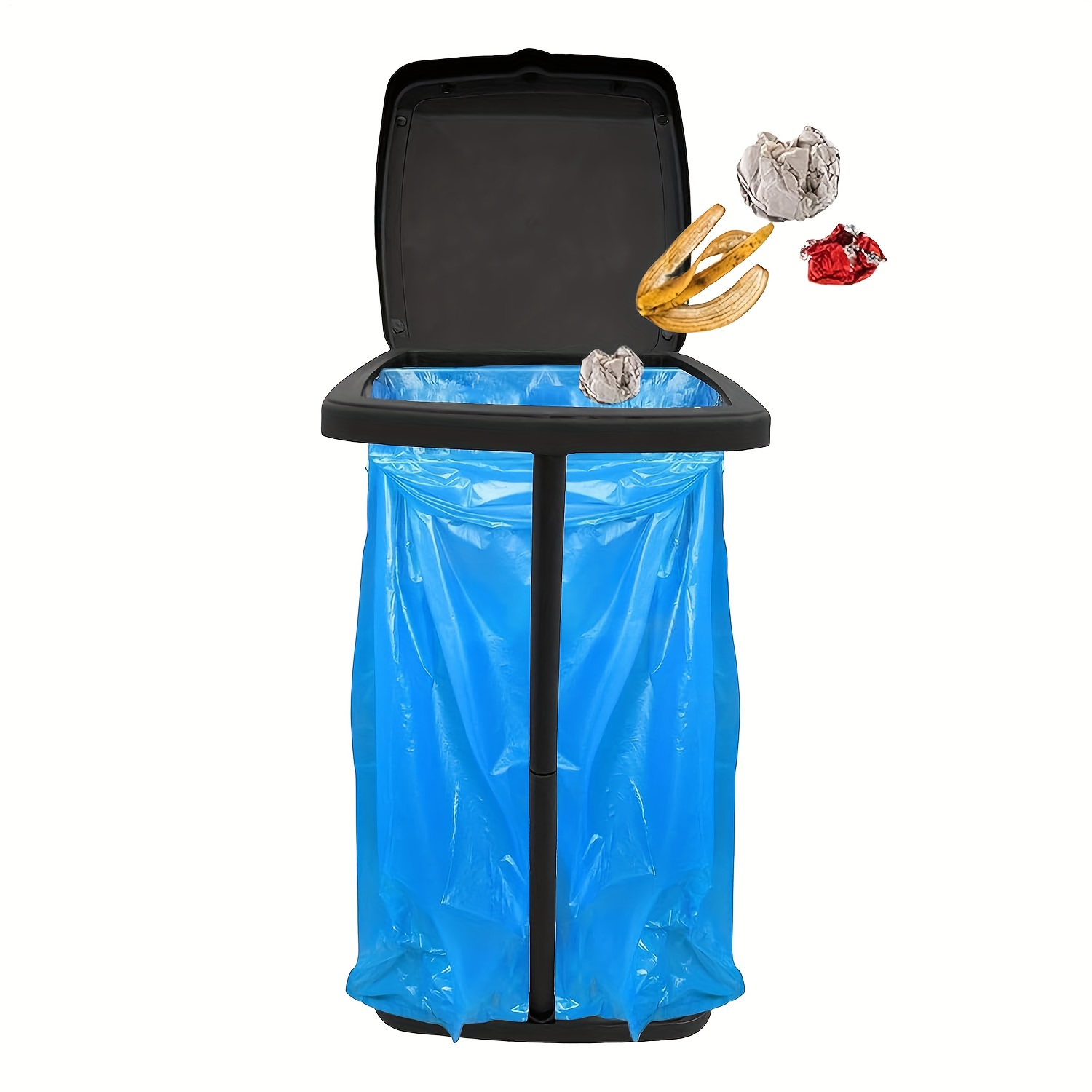 Foldable Portable Trash Can Holder For Indoor Outdoor Use Camping Recycling Small Garbage Bag Stand With Lid