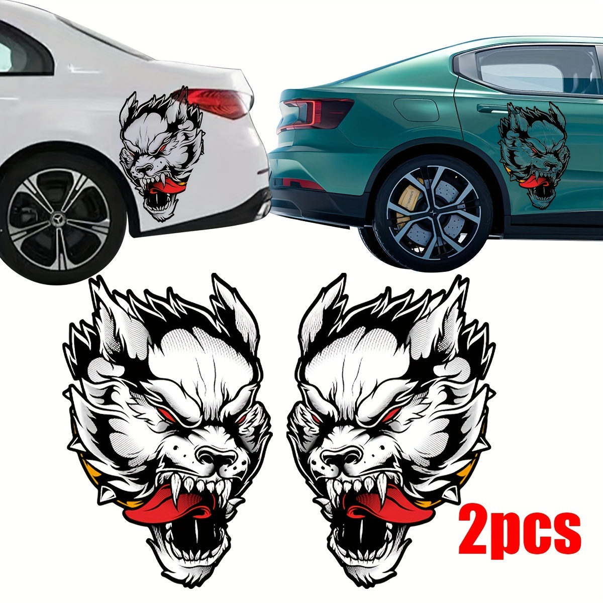 

2pcs Coyote Tattoo Design Tribal Door Bedside Pickup Truck Truck Vinyl Based Graphic Sticker, Model Generic, Car Body Sticker