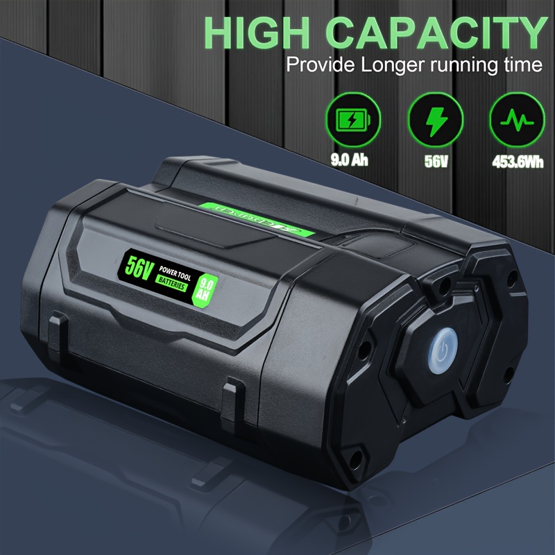 TEMU 1pc Or 2pcs Of 9.0ah 56v Replacement Battery For Ego 56v Ba2800, Suitable For Ego 56 Volt Power Tools Like Lb6504, Lb5804, Lb6003, Lb5302, And