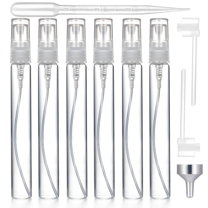 E-shop Tragbare, nachfüllbare Parfüm-Sprühflaschen in den Größen 3 ml, 5 ml und 10 ml, mit einem Glasgehäuse und einer Kunststoff-Druckdüse. Diese