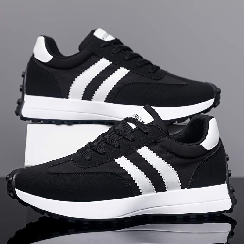 [baskets] chaussures de skate pour hommes - chaussures de sport décontractées et confortables à lacets et rayures tendance | vêtements toutes  , design bas, bout rond, semelle en pvc, marque koonexy, chaussures pour hommes 4
