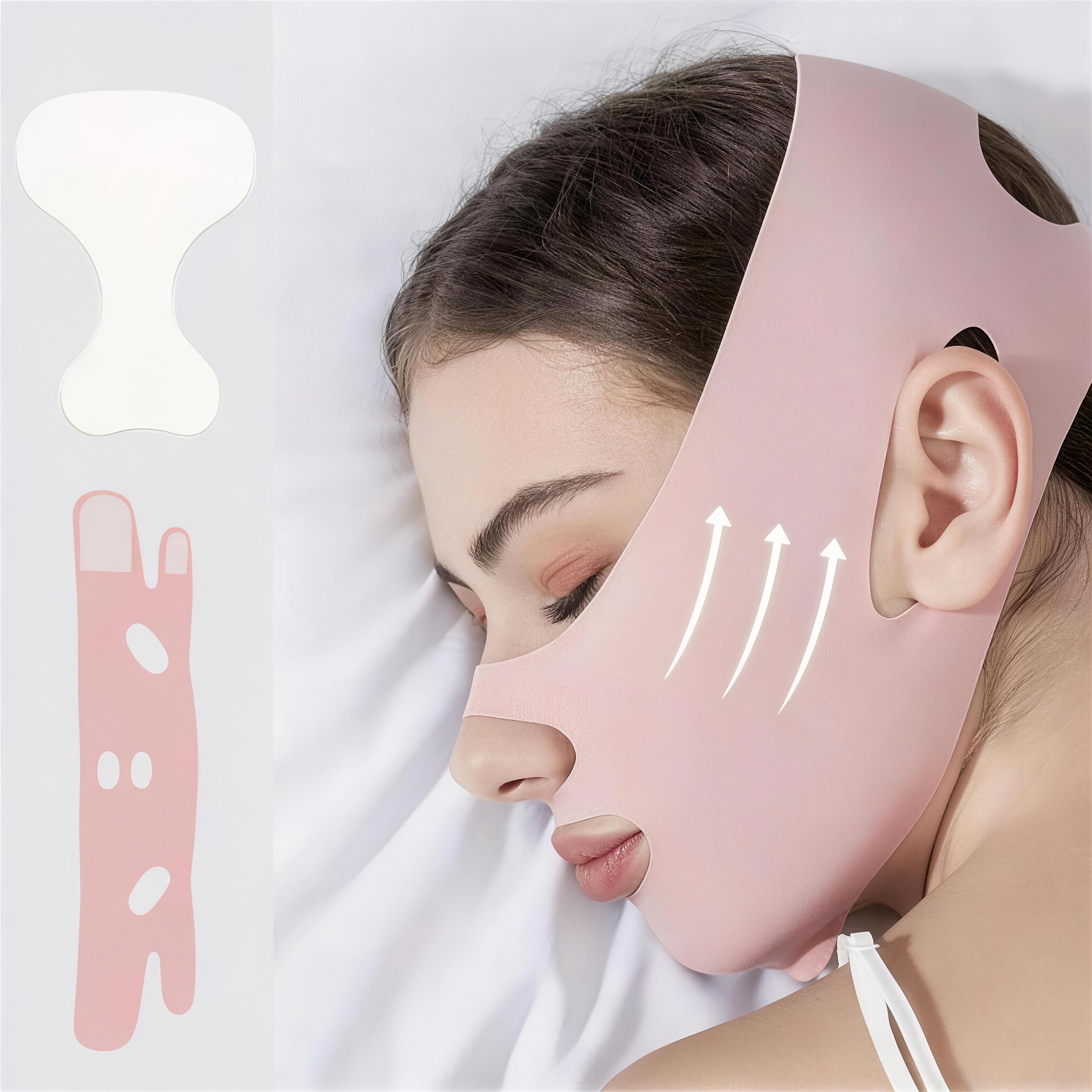 Image of Lifting Mask & Face Lift Tape Set, Professional Jawline Shaper With Invisible Lifting Patches, Breathable Facial Strap For Double Chin Reducer, Firming Skin Wrap For Overnight, Aesthetic Self-care