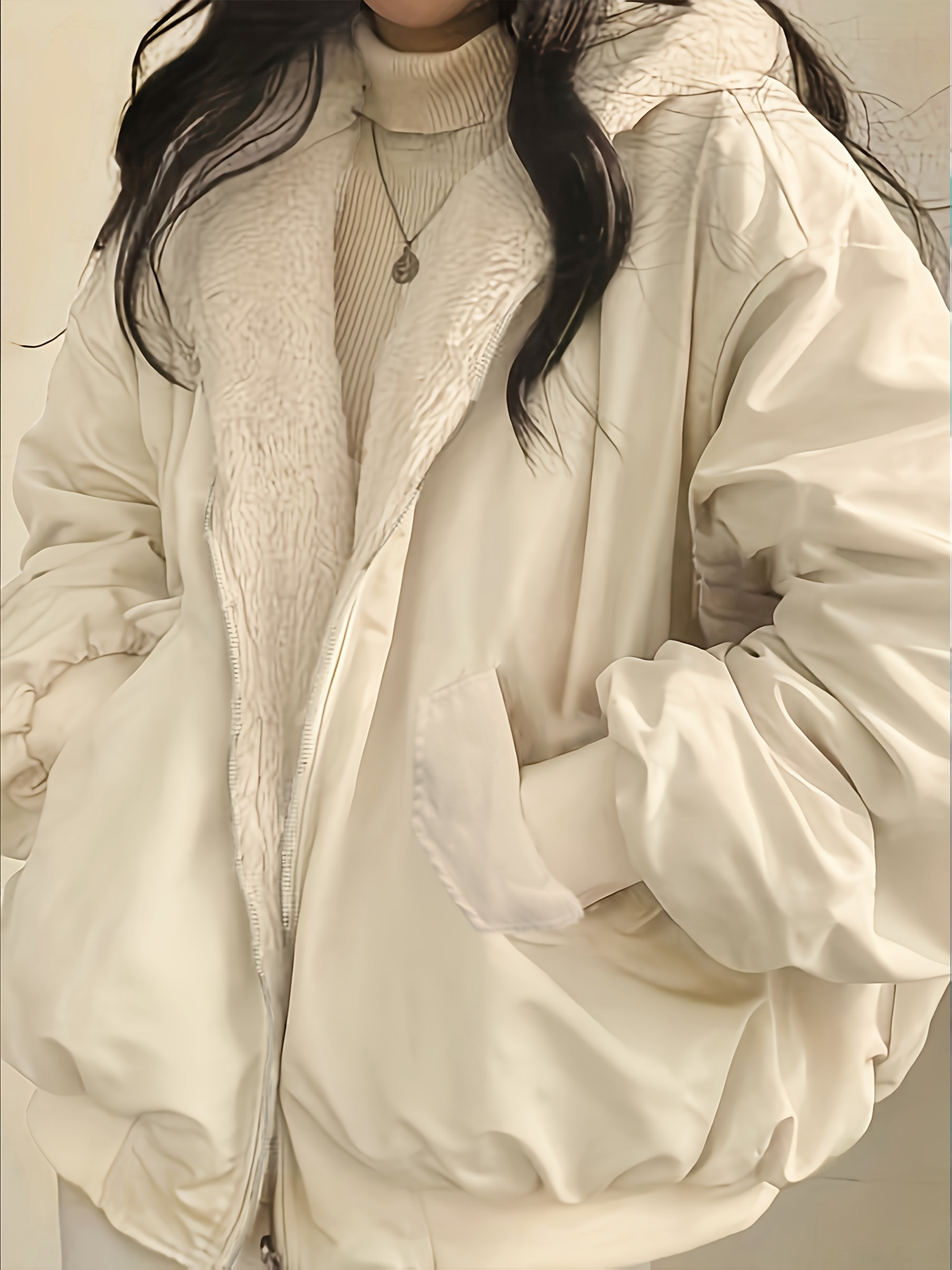 casaco feminino de inverno acolchoado e reversível silhueta Temu