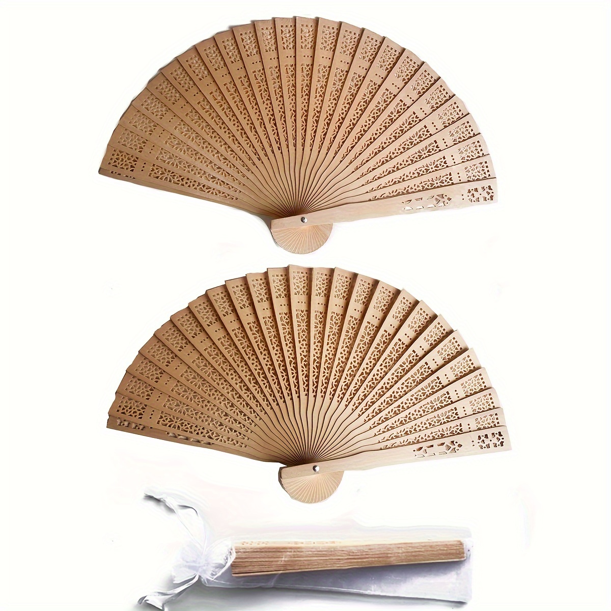 24PCS Wedding Fans Elegant Wooden Fan Folding Hand Fan For Favors Fan Bridal Party Performance Favor details 7