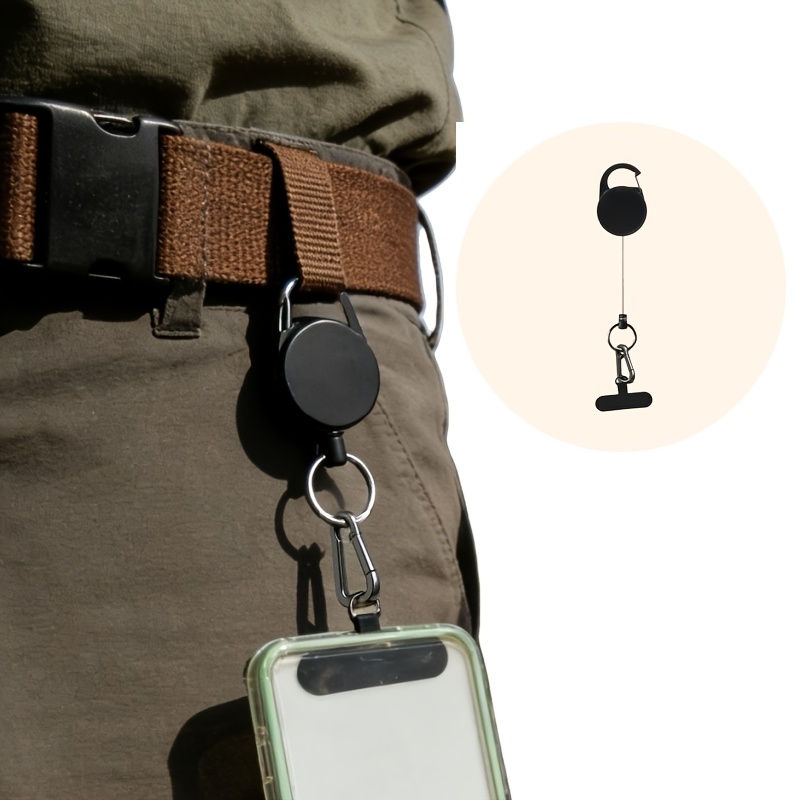 TEMU Nouvelle Dragonne de téléphone rétractable robuste pour extérieur - Câble en acier inoxydable avec une extension jusqu'à 60 cm/23,62 po et un