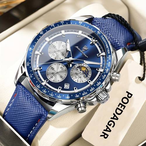 high quality leather waterproof mens watch stylish casual wristwatch for men with luminous features calendar and quartz movement