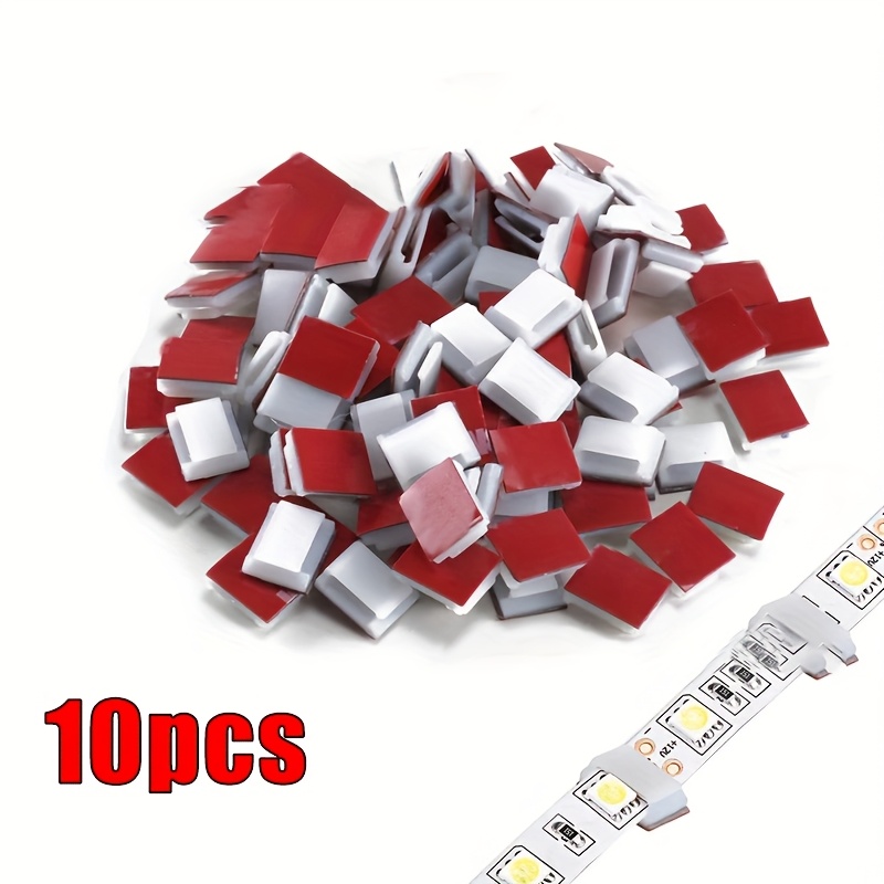 10/30pcs Strip Light Mounting Self-adhesive Bracket Clips For 8mm And 10mm Width Light Strips, Led Light Strip Clips, Cable Wire Organizer Clips For Vehicle, Office, Home And Camp