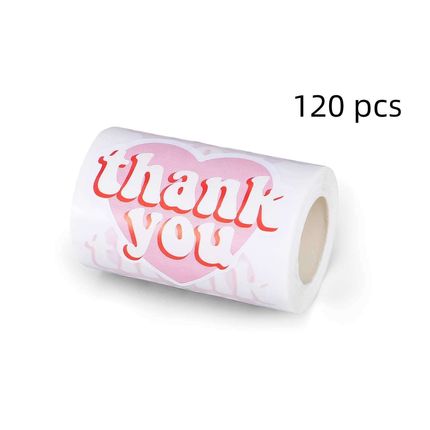 TEMU 120 Stickers, Large Heart-shaped English Thank You Graffiti Roll Stickers, Office Stickers, School Supplies, Extra Large 5x6.1cm Heart-shaped