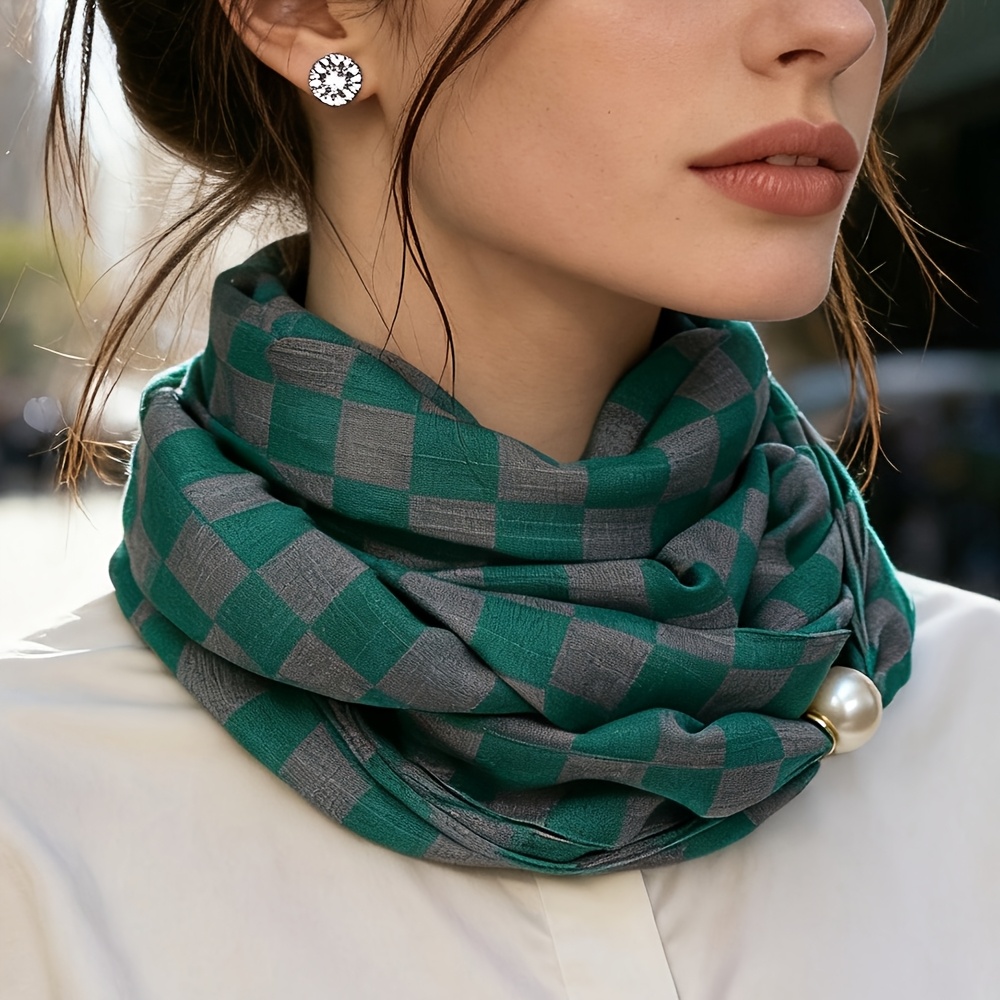 TEMU Retro Classic Scarf Lightweight Neckerchief Women Multi-use Headband Bag Scarf For Daily Work
