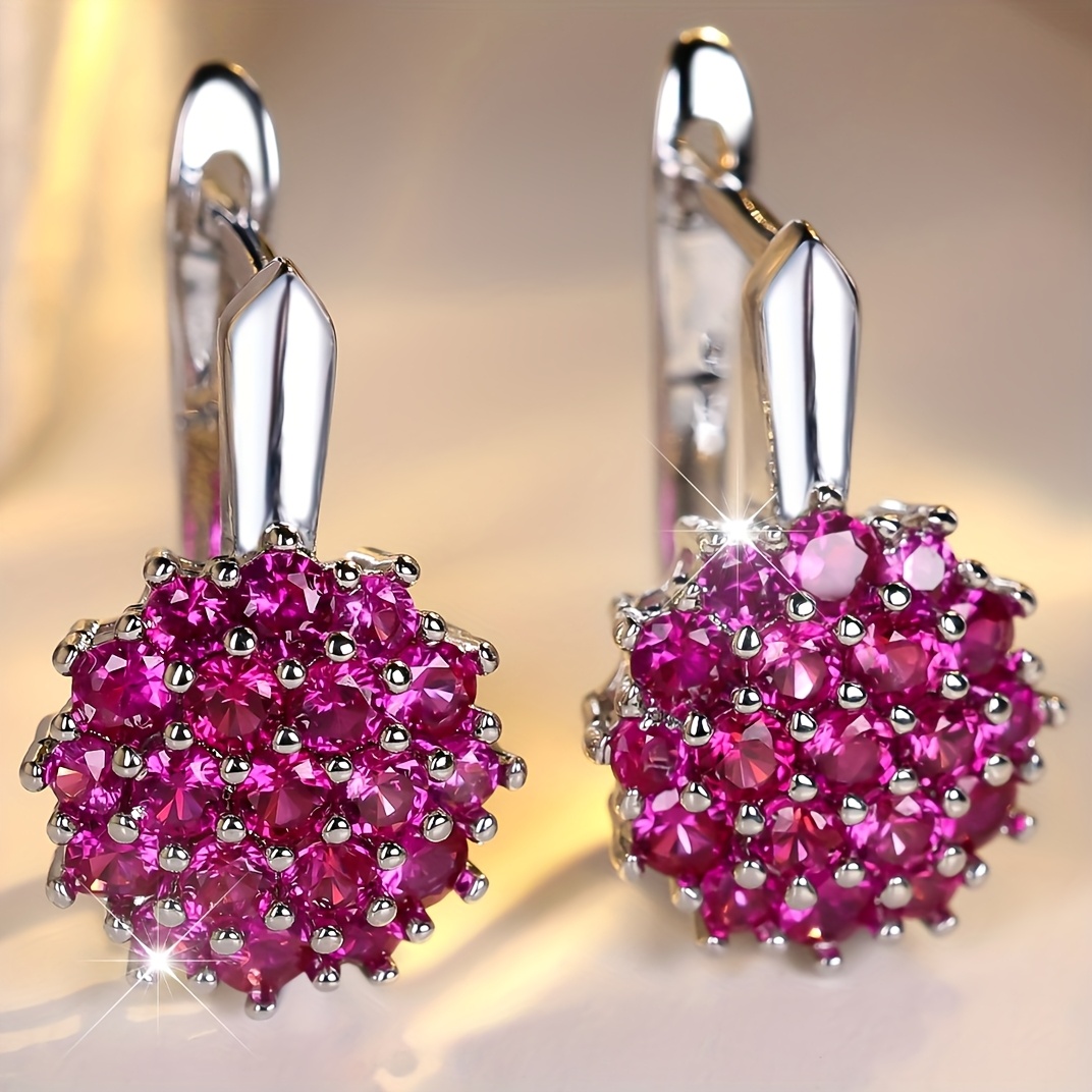 Image of Angol A Pair Of Women's Luxurious, Classic, Fashionable, Elegant, And Synthetic Synthetic Zirconia Inlaid Earrings, A Fine Wedding Anniversary Gift For Your Wife