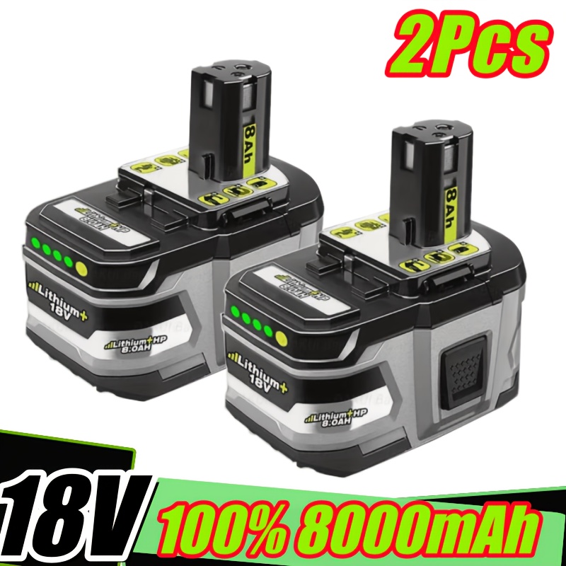 TEMU Batterie P108 8.0AH 18V Compatible avec Ryobi 18V ONE+ Batterie de Remplacement P108 P104 P105 P107 P109 P122 Batteries d'Outils Fil Batteries