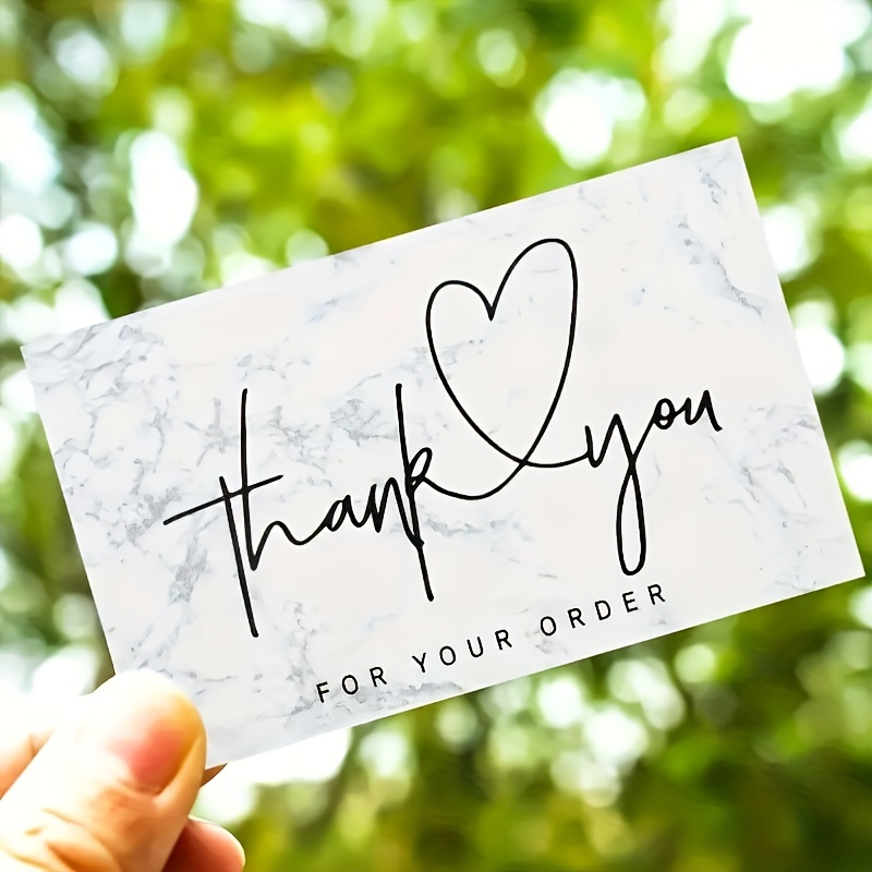 

100pcs Mini Thank You Cards With Stamp Design - Business, Gift Packaging & Customer Appreciation