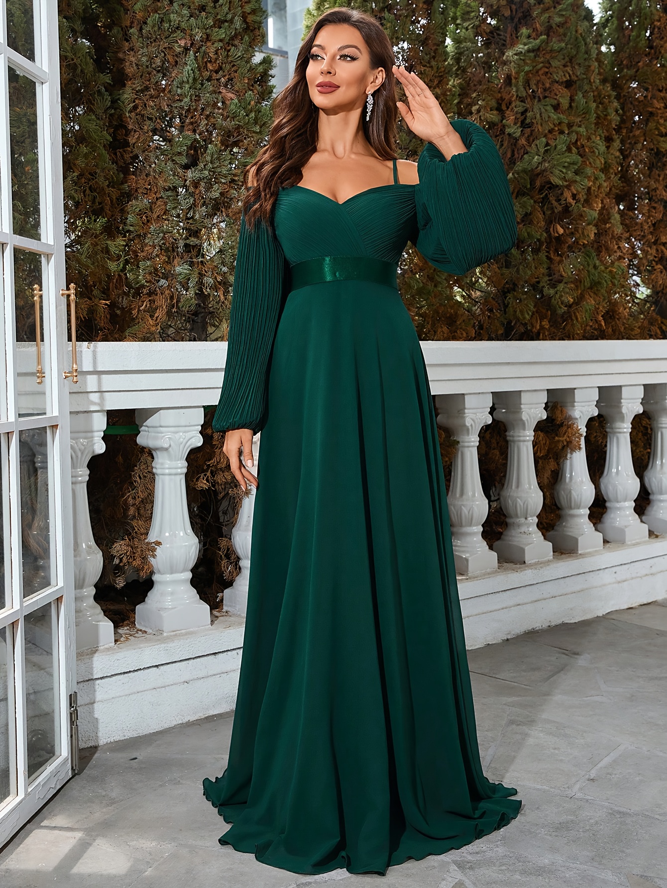 green long sleeve ruched dress Jozelle Long Sleeve Ruched Maxi Dress Olive main image 1