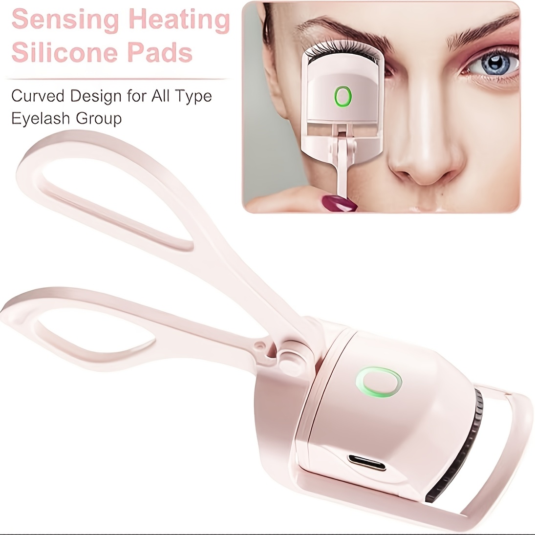 24 hour long lasting heated eyelash er with comb usb rechargeable hypoallergenic alcohol free dual heating for natural lash styling pink details 2