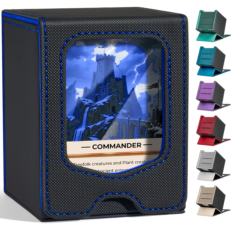Jamiukro Card Deck Box voor MTG Commandant, grote 6-in-1 verzamelkaarten, opbergdoos met 5 TCG-kaartenboxen en kubusvak, voor 2400 ongeveerde kaarten, zwart-rode set