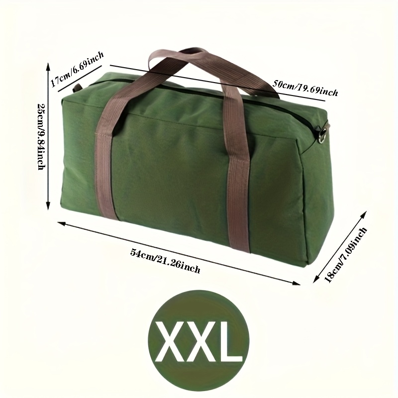 TEMU Heavy-duty Canvas Multi-functional Tool Bag - High Capacity Portable Fabric Organizer With Multiple Compartments & Ergonomic Handles For