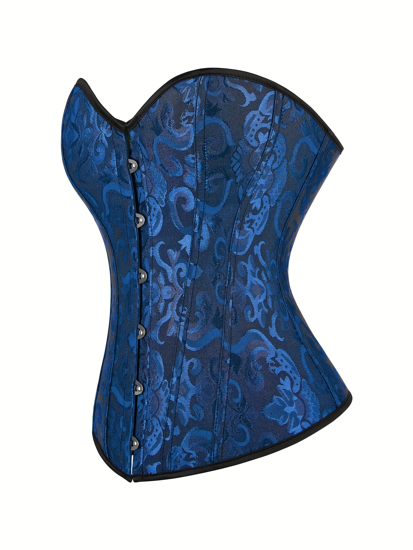 White Lace-Up Corset Top - Strapless, Tummy Control, Slimming Fishbone Bustier with Floral Jacquard Design, Front Hook Closure for Women