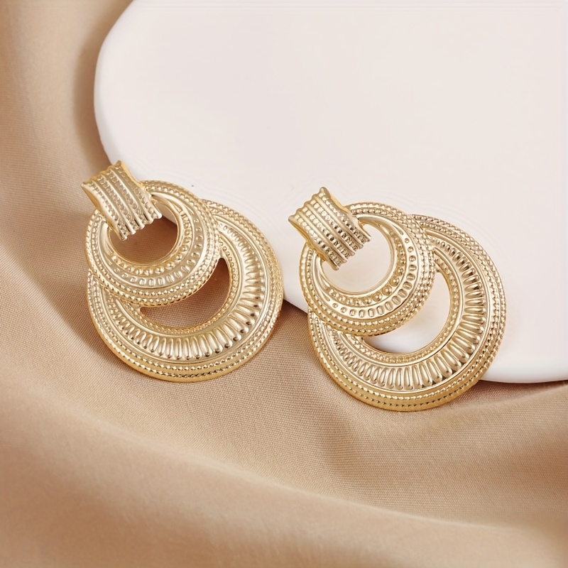 Exaggerated Print Double Hoop Earrings for Women's Party