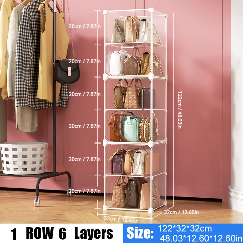 TEMU 1/2/3 , 4/6/8 Layers, 20cm Transparent Display Cabinet, Dust-proof Storage Box, Suitable For Storing Handbags, Backpacks, Wallets, Hats, Modern