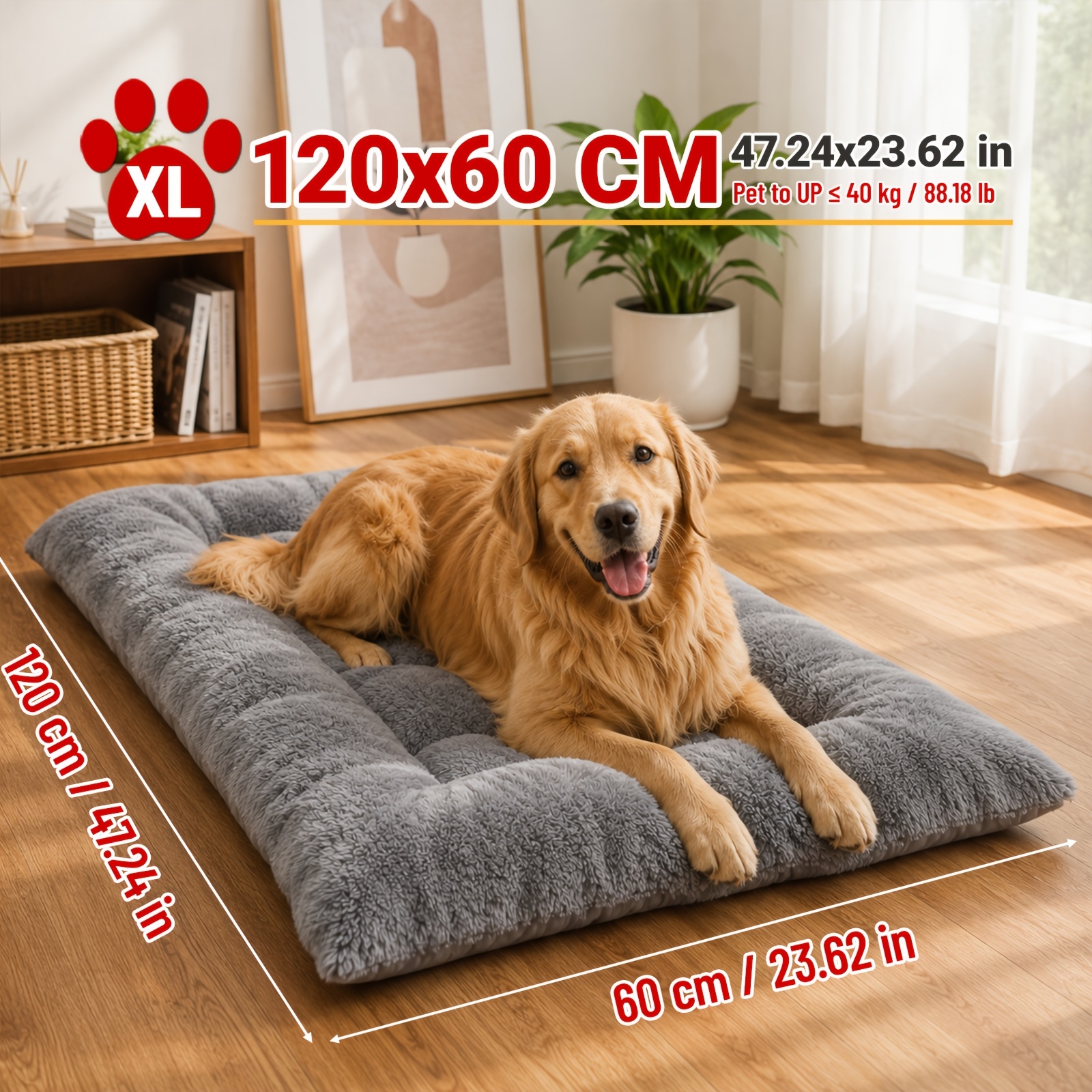 TEMU M/l/xl Large Plush Dog Bed Sofa Dog Cage Mat, Thickened Super Soft Polyester Pet Mat, Suitable For Small, Medium And Large Cats And Dogs - Cute