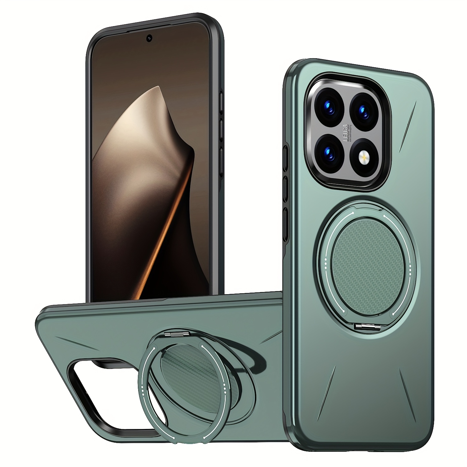 TEMU Luxury New Phone Case For Xiaomi 15t/15t Pro With 360Â° Rotating Ring Stand, Trend, High-quality Appearance, Durable Material, Stylish Elegant