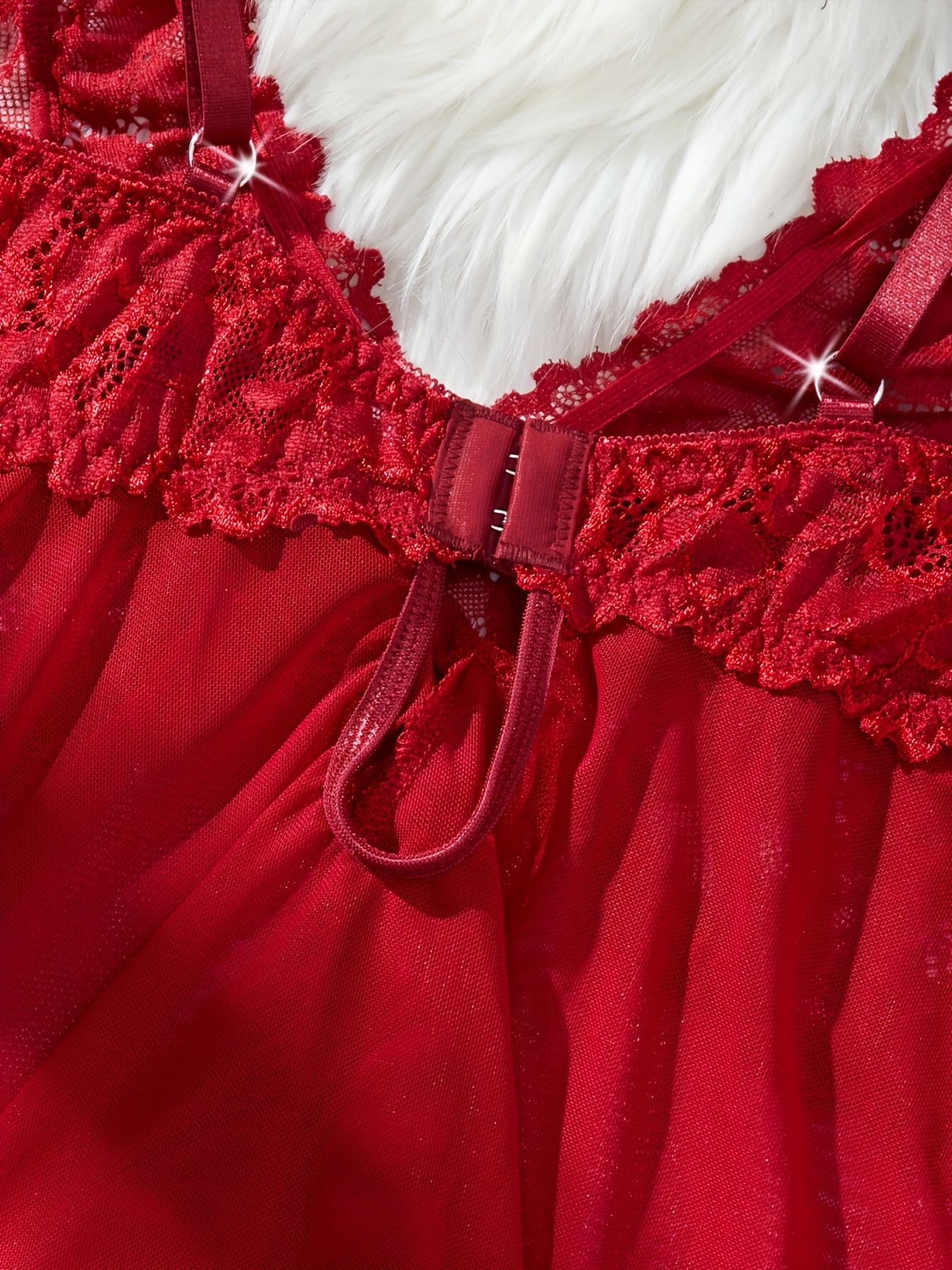   womens sleepwear set solid color with contrast lace details lingerie collection Product details 1