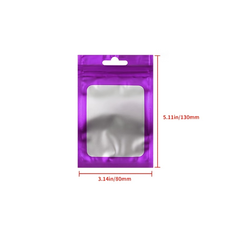 TEMU 50pcs Sacs à Os Violet Mats à Ouverture, Sacs de Sécurisation Épaissis en Aluminium, Poches de , Sacs d' à Fenêtre Dépolie, Sacs de Rangement