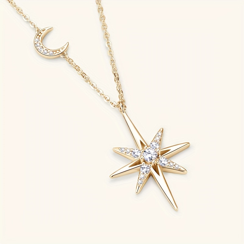

Eight-pointed Star Full Moissanite Necklace High Jewelry Star Pendant Sterling Silver Clavicle Chain