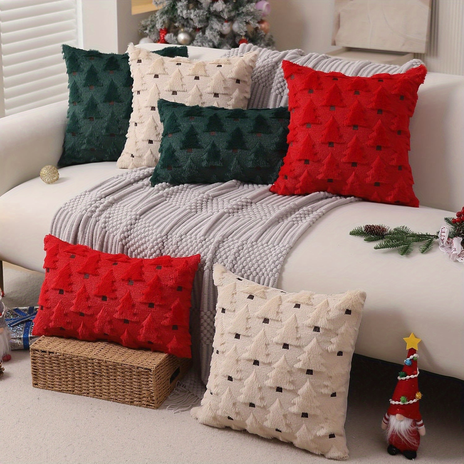 2 stück weihnachtskissenbezüge (18x18/12x20/20x20) zoll