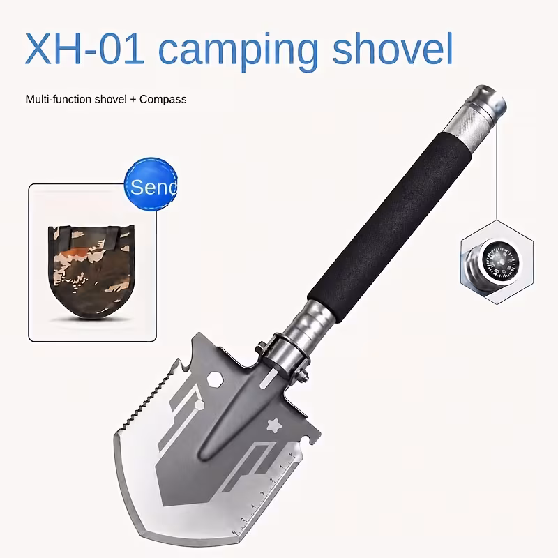 folding life saving shovel multi purpose camping shovel high carbon steel shovel compact trenching tool for hiking camping off road and emergency Product details 1