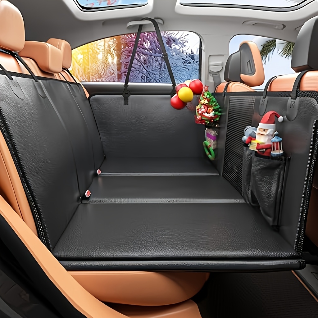 TEMU Puleather Style Dog Back Seat Extender, Dog Car Seat Cover Suitable For Back Seats, With Hard Bottom, 2025 Upgraded Material, Scratch-resistant,
