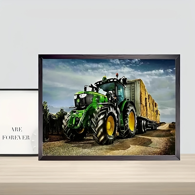 

1pc Large Tractor Scene 5d Diy Diamond Painting Kit, Round Acrylic () Embroidery Stitch Art, Diamond Art Craft For Wall Decor Surprise Gift