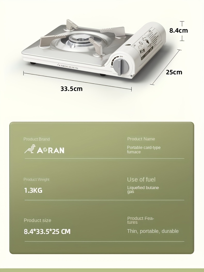 [Travel Essential] Ultra-Thin White Portable Carb Stove with Safety Lock & Piezoelectric Ignition, 3500W High-Power Butane Burner for Camping, Hiking, and Outdoor Cooking, Includes Smart Safety Gas Cut-Off Feature, Camping Stove
