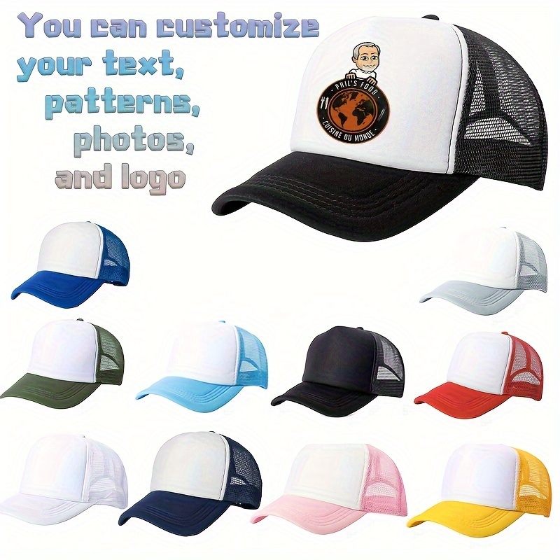 

1pc Retro Personalized Baseball Cap - Customizable With Text, Photo Pattern, Logo - Sports Cap, Groom Custom Hat, Groom Hat, Groom Hat, Wedding Party Hat, Trucker Hat