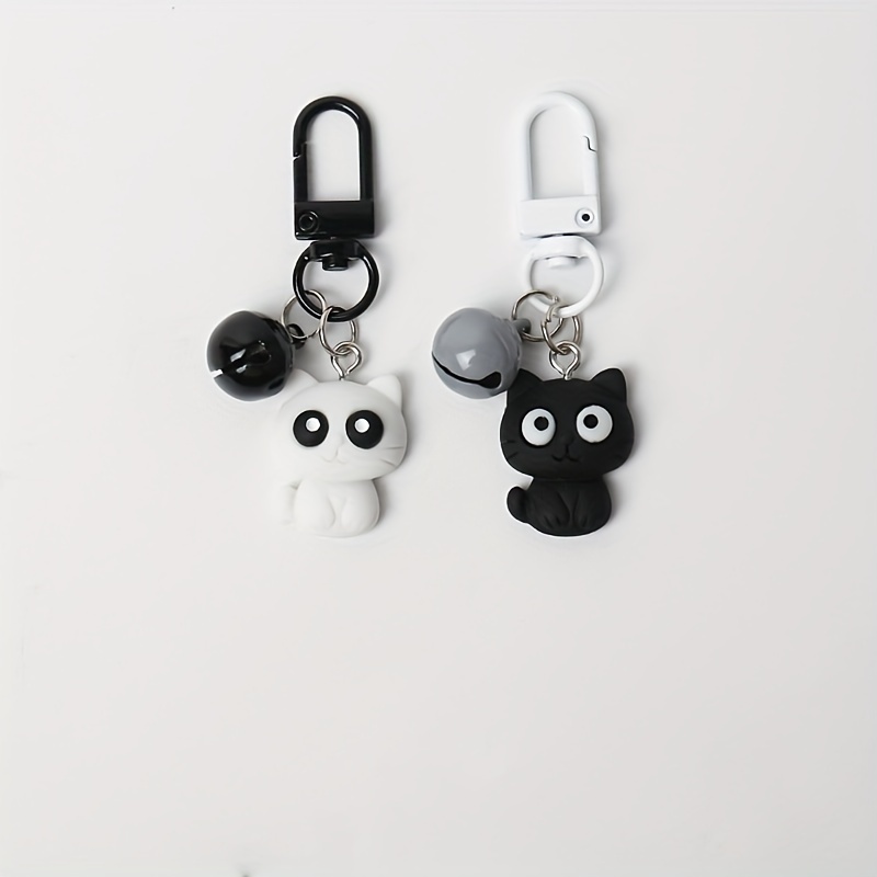 

1pc Black & White Cat Resin Keychain Charms, Cute Versatile Keyring Pendants, Simple Everyday Backpack Bag Accessories For Daily Use