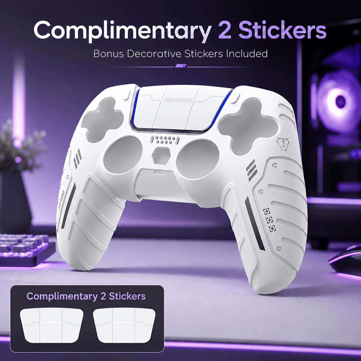 Primerno za PS5 kontroler, silikonska obloga za PS5 kontroler, brezplačne nalepke za 2 touchpad, na voljo 3 barve