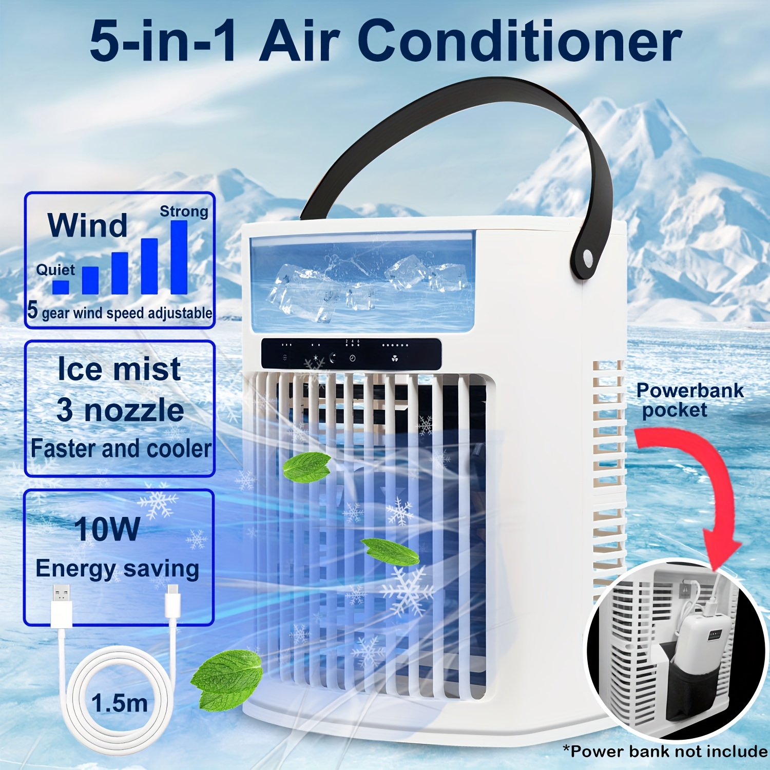 Portable Cooler Air Conditioner Small Cooler Without Water Speeds