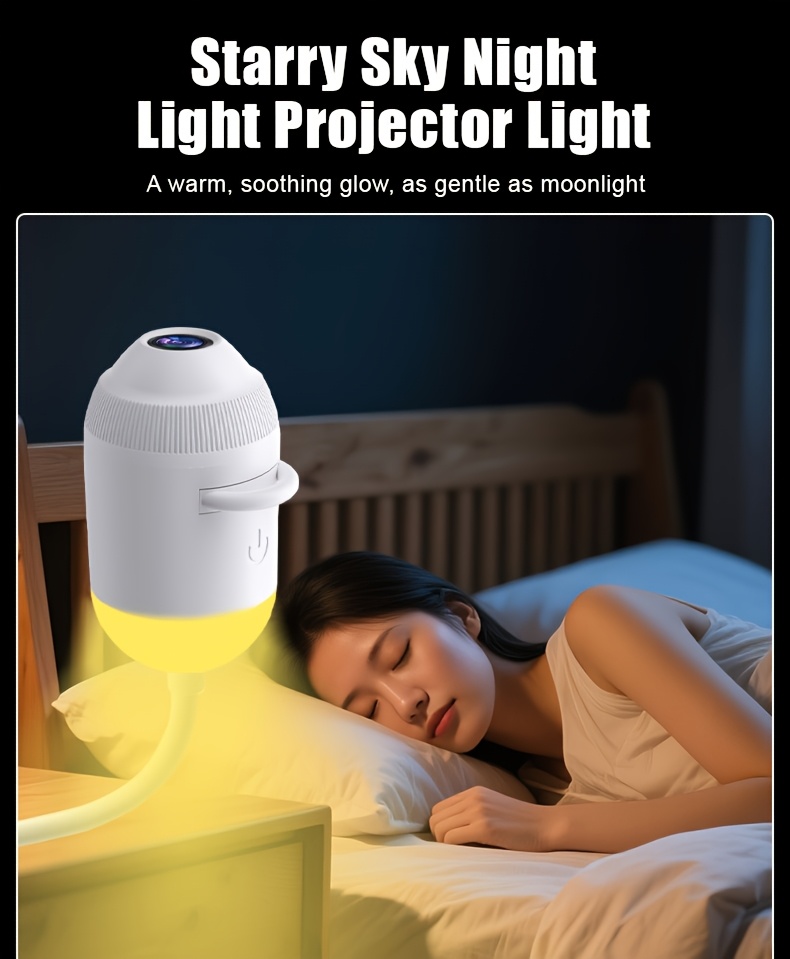 usb starry sky projection wall light with adjustable hose moon and   of stars ambient lamp details 4