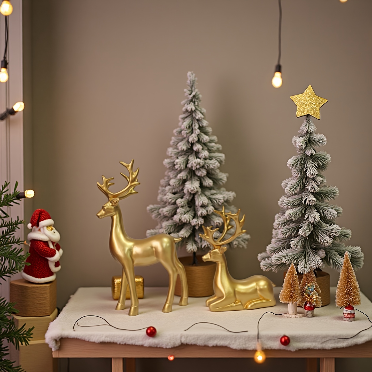 TEMU Christmas Resin 2pcs Deer Decorations , Multi-functional Tabletop Decor For Home, Office, Cafe, Christmas, Halloween, Easter, Thanksgiving, No
