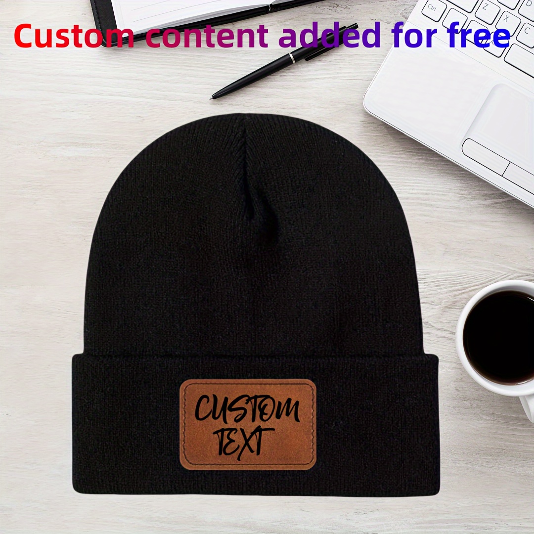 

Customizable Unisex Knit Beanie Hat - Acrylic Stretch-fit Skull Cap With Personalized Patch - Soft And Winter Headwear For Men And Women, Ideal For Father's Day Gift