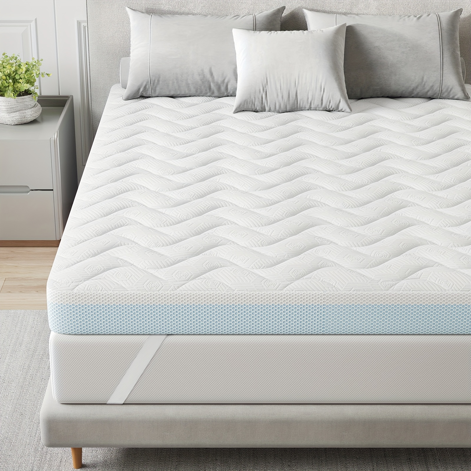 TEMU Hard Mattress Topper Made Of 10cm Or 7.5cm Height, Supportive Core, H5 & H6 Of Hardness, Breathable & Removable 3d Mesh Cover