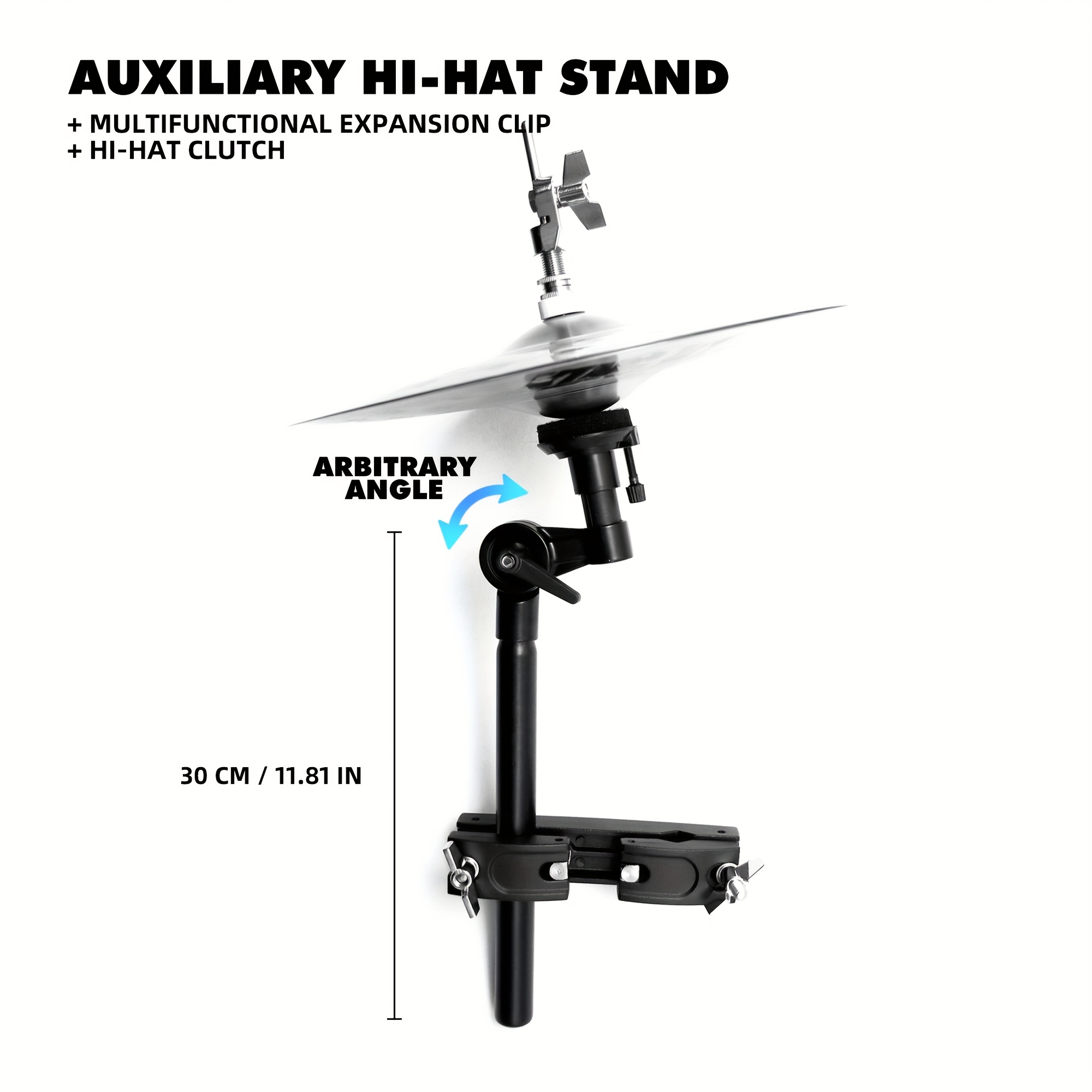 Hi-Hat Clutch Per Batteria - Supporto Piatti, Metallo E Plastica, Colore Nero - Foto 9