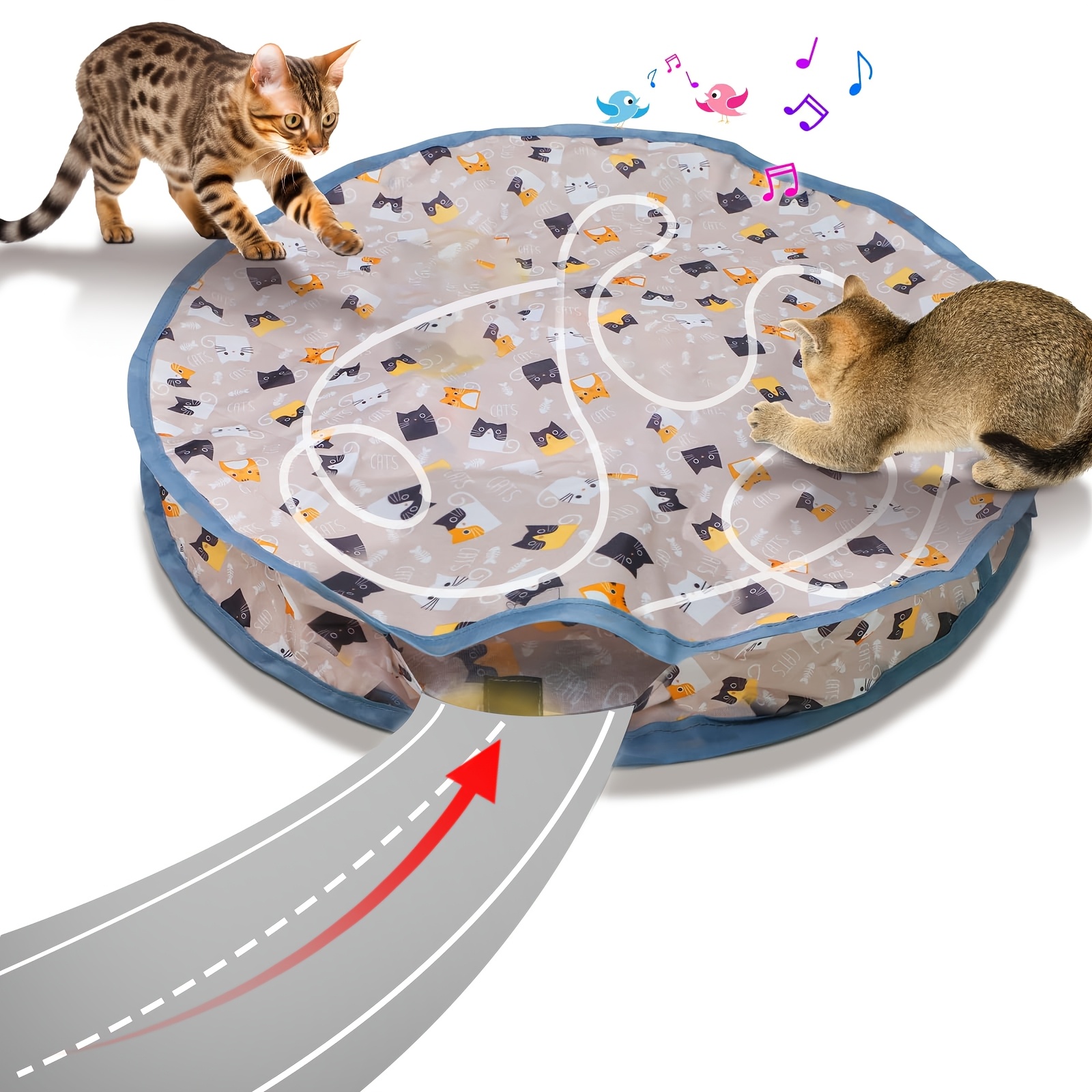 TEMU Feline Plaything With Protective Covers, With Moving Balls, Designed For Indoor Cats To Exercise And Provide , Without Battery