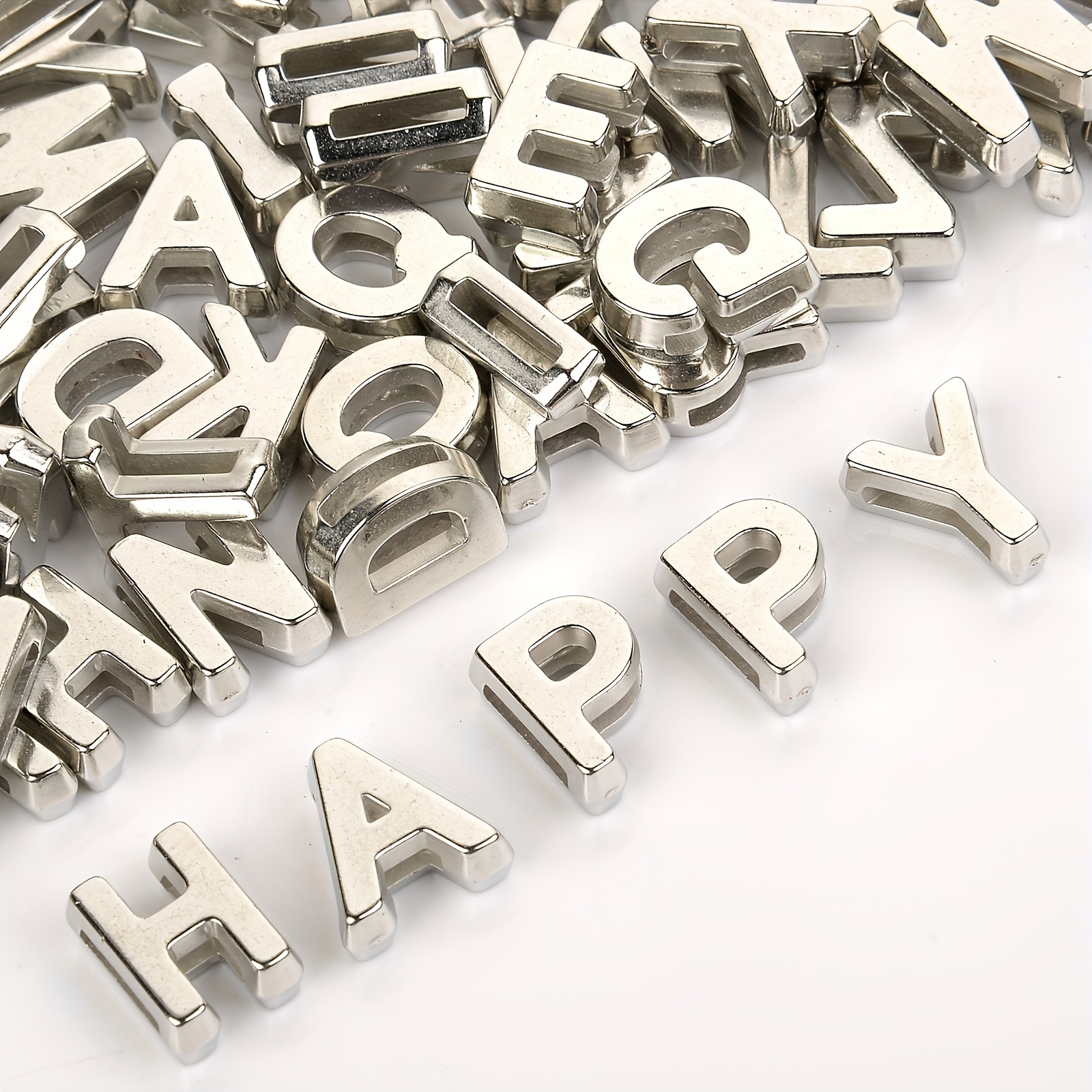

200/100pcs 9x12mm Silvery Mixed Hollow Letter Acrylic Beads Ideal For Diy Bracelet Necklace Key Chains Handmade Jewelry Making Accessories Craft Supplies & Gifts, Small Business Jewelry