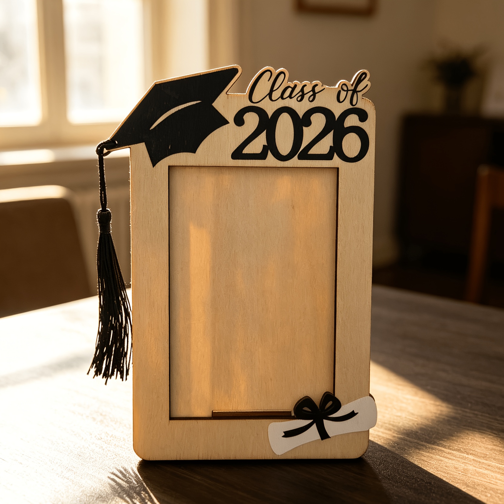 TEMU Graduation Season Wooden Photo Frame Ornament, Graduate Keepsake With Replaceable Photo, Vertical Display Stand, Desktop Atmosphere Decorative