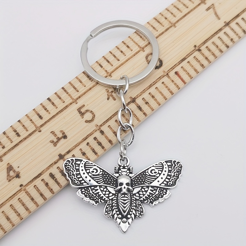 Gothic Skull Butterfly Keychain, Unique Statement Accessory
