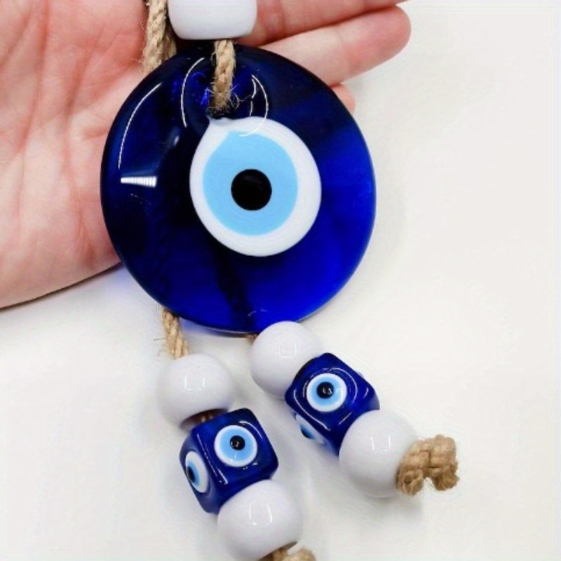 1pc Of Handmade Turkish Blue Eye Charm, Blue Glass Decoration, Wall Ornament Featuring The Evil Eye